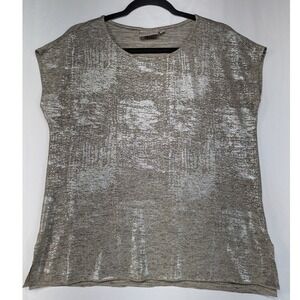 Dantelle Womens Metallic Silver Foil Abstract Marl Knit Cap Sleeve Top Taupe M
